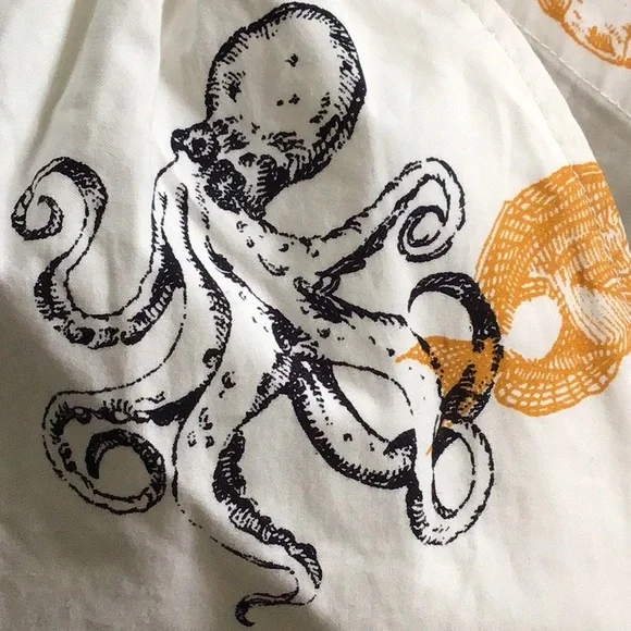 Anthropologie Maeve Sea Creatures Strapless Buttondown Wide-Leg Jumpsuit - Picture 10 of 16